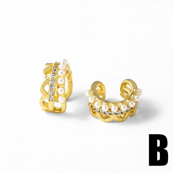 Wholesale Women's Light Luxury Style Copper Electroplated Ear Clips Without Pierced