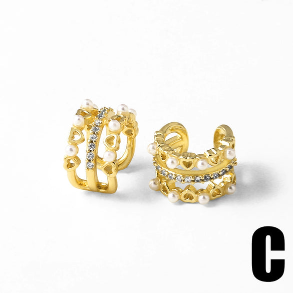 Wholesale Women's Light Luxury Style Copper Electroplated Ear Clips Without Pierced