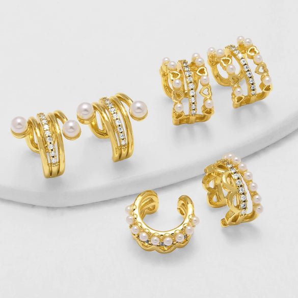 Wholesale Women's Light Luxury Style Copper Electroplated Ear Clips Without Pierced