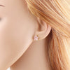 Wholesale Women's Light Luxury Style Copper Electroplated 18K Gold Inlaid Zircon Flower Earrings
