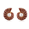 Wholesale Women's Light Luxury Style Copper Oildropped Snail Conch Earrings
