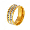 Wholesale Women's Light Luxury Style Doublelayer Zircon Ring Geometric 316L Stainless Steel 18K Gold Plated