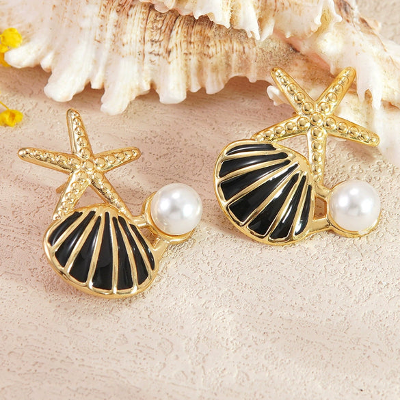 Wholesale Women's Light Luxury Style Dripping Oil Animal Stainless Steel Earrings