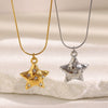 Wholesale Women's Light Luxury Style Electroplated Stainless Steel Fivepointed Star Necklace