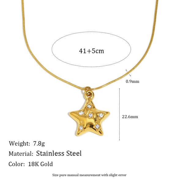 Wholesale Women's Light Luxury Style Electroplated Stainless Steel Fivepointed Star Necklace