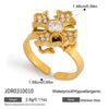 Wholesale Women's Light Luxury Style Electroplated Stainless Steel Flower Pattern Rotating Ring Jewelry
