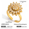 Wholesale Women's Light Luxury Style Electroplated Stainless Steel Flower Pattern Rotating Ring Jewelry