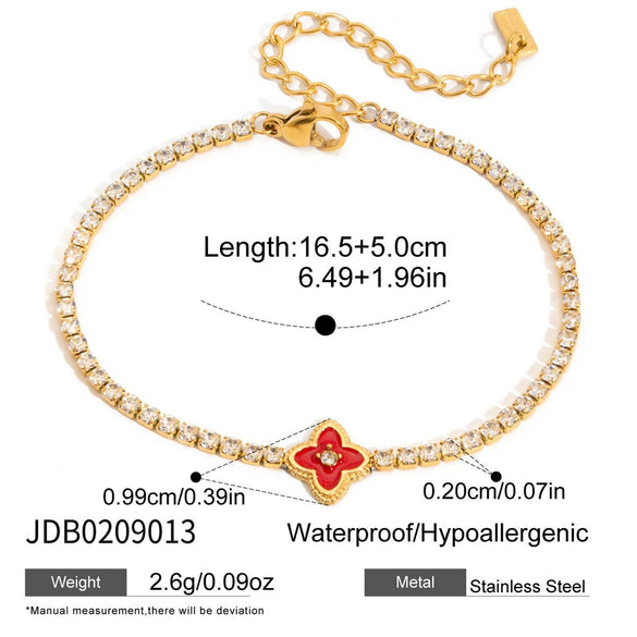 Wholesale Women's Light Luxury Style Electroplated Stainless Steel Flowershaped Drill Chain Bracelet Jewelry
