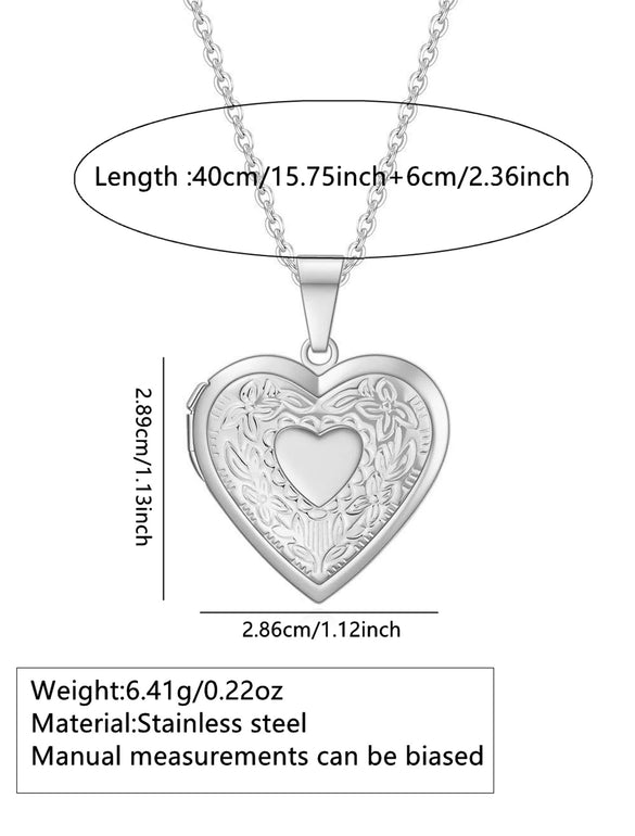 Wholesale Women's Light Luxury Style Electroplated Stainless Steel Heartshaped Photo Frame Pendant Necklace