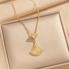 Wholesale Women's Light Luxury Style Fanshaped Lower Skirt Pattern Gold Plated Titanium Steel And Copper Inlaid With Zircon Cross Chain Necklace