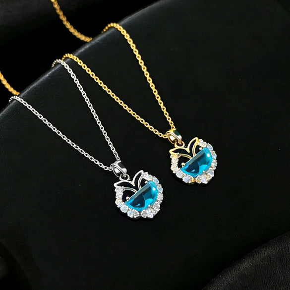 Wholesale Women's Light Luxury Style Fish Tail Pattern Zircon Inlaid Titanium Steel And Copper Pendant Necklace With Oshaped Chain