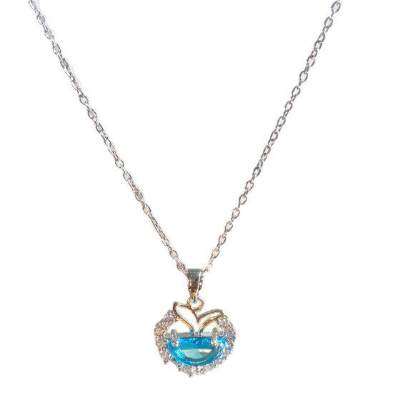 Wholesale Women's Light Luxury Style Fish Tail Pattern Zircon Inlaid Titanium Steel And Copper Pendant Necklace With Oshaped Chain