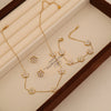 Wholesale Women's Light Luxury Style Flower Shape Real Gold Plated Stainless Steel Necklace Set
