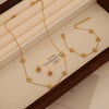Wholesale Women's Light Luxury Style Flower Shape Real Gold Plated Stainless Steel Necklace Set
