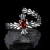 Wholesale Women's Light Luxury Style Flower Shaped S925 Sterling Silver Natural Garnet Inlaid Ring Jewelry