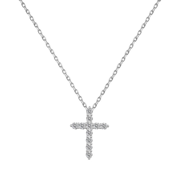 Wholesale Women's Light Luxury Style Geometric Cross S925 Sterling Silver Necklace With Electroplating