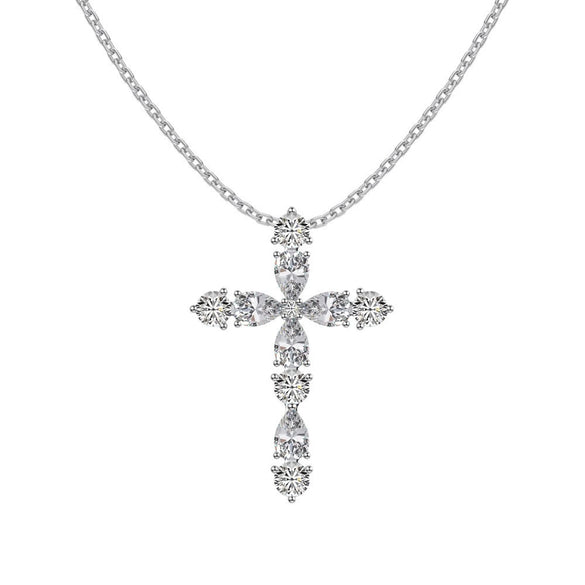 Wholesale Women's Light Luxury Style Geometric Cross S925 Sterling Silver Necklace With Electroplating