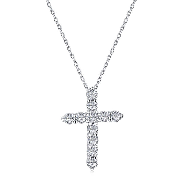 Wholesale Women's Light Luxury Style Geometric Cross S925 Sterling Silver Necklace With Electroplating