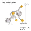 Wholesale Women's Light Luxury Style Geometric Stainless Steel Natural Stone Shell Bead Ring With Electroplating