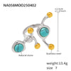 Wholesale Women's Light Luxury Style Geometric Stainless Steel Natural Stone Shell Bead Ring With Electroplating