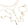 Wholesale Women's Light Luxury Style Geometric Stainless Steel Necklace And Bracelet Jewelry Set With Multiple Zircon Stones And Pvd Furnace Vacuum Real Gold Plating
