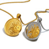 Wholesale Women's Light Luxury Style Geometric Stainless Steel Vacuum Plated In Furnace Coin Sun Side Chain Necklace
