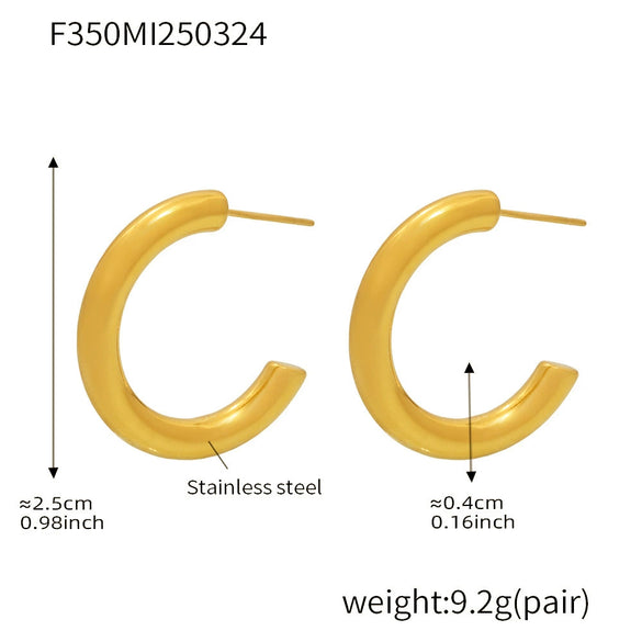 Wholesale Women's Light Luxury Style Geometric Ushaped Cshaped Stainless Steel Electroplated Earrings