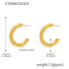 Wholesale Women's Light Luxury Style Geometric Ushaped Cshaped Stainless Steel Electroplated Earrings