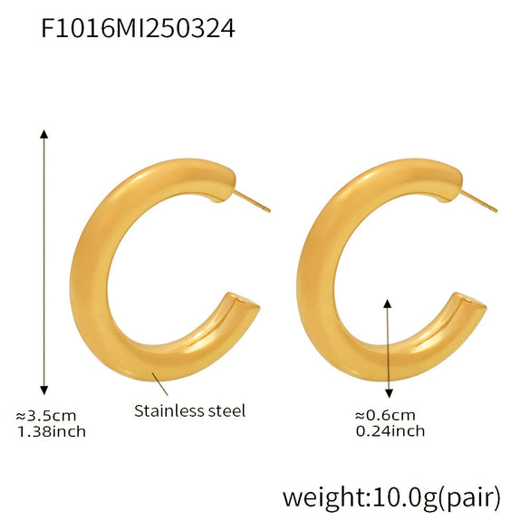 Wholesale Women's Light Luxury Style Geometric Ushaped Cshaped Stainless Steel Electroplated Earrings