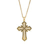 Wholesale Women's Light Luxury Style Gold Plated Copper Zircon Inlaid Cross Pendant Necklace With O Word Chain