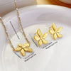 Wholesale Women's Light Luxury Style Gold Plated Stainless Steel Flower Cross Chain Necklace And Earrings Jewelry