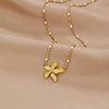 Wholesale Women's Light Luxury Style Gold Plated Stainless Steel Flower Cross Chain Necklace And Earrings Jewelry
