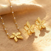 Wholesale Women's Light Luxury Style Gold Plated Stainless Steel Flower Cross Chain Necklace And Earrings Jewelry