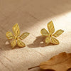 Wholesale Women's Light Luxury Style Gold Plated Stainless Steel Flower Cross Chain Necklace And Earrings Jewelry