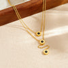 Wholesale Women's Light Luxury Style Gold Plated Stainless Steel Layered Necklace With Black Round And Roman Numeral Pendants