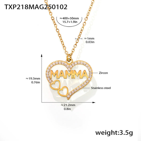Wholesale Women's Light Luxury Style Heart Water Drop Bell Pattern Titanium Steel Zircon 18K Gold Pvd Plated Necklace Bracelet Set