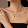 Wholesale Women's Light Luxury Style 18K Gold Plated Heart And Drop Shape Titanium Steel Snake Bone Chain Doublelayer Necklace