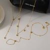 Wholesale Women's Light Luxury Style 18K Gold Plated Stainless Steel Oshaped Chain Jewelry Set With Flower Pendant