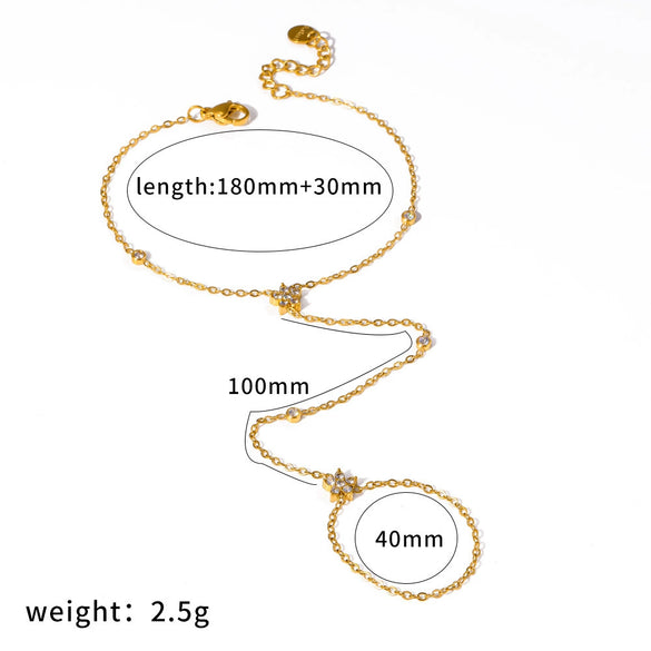 Wholesale Women's Light Luxury Style 18K Gold Plated Stainless Steel Oshaped Chain Jewelry Set With Flower Pendant