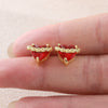 Wholesale Women's Light Luxury Style 18K Goldplated Copper Red Heartshaped Zircon Stud Earrings Jewelry Accessories