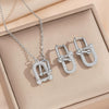 Wholesale Women's Light Luxury Style Real Gold Plated Copper Inlaid With Zircon Oshaped Chain Necklace With Ushaped Letters And Numbers Pendant