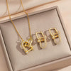 Wholesale Women's Light Luxury Style Real Gold Plated Copper Inlaid With Zircon Oshaped Chain Necklace With Ushaped Letters And Numbers Pendant