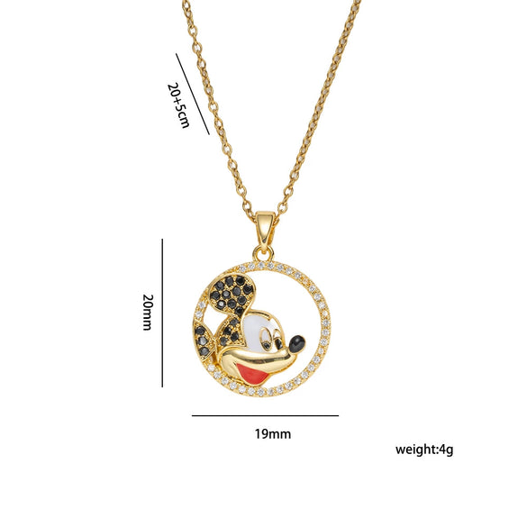 Wholesale Women's Light Luxury Style Round Pattern Gold Plated Titanium Steel O Word Chain Necklace With Copper Inlaid With Zircon Pendant