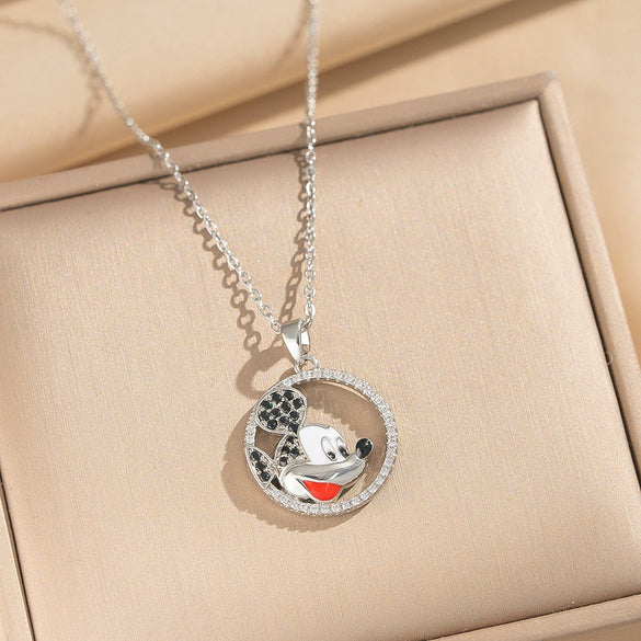 Wholesale Women's Light Luxury Style Round Pattern Gold Plated Titanium Steel O Word Chain Necklace With Copper Inlaid With Zircon Pendant