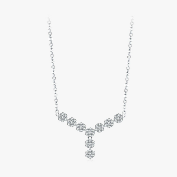 Wholesale Women's Light Luxury Style S925 Sterling Silver Flower Pattern Ring Necklace Earrings Bracelet Set With Electroplating