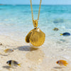 Wholesale Women's Light Luxury Style Shell Pattern Stainless Steel 18K Goldplated Pearl Necklace