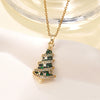 Wholesale Women's Light Luxury Style Stainless Steel And Copper Necklace With Glass Inlay Of Cartoon Characters Christmas Tree And Bow