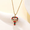 Wholesale Women's Light Luxury Style Stainless Steel And Copper Necklace With Glass Inlay Of Cartoon Characters Christmas Tree And Bow