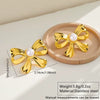 Wholesale Women's Light Luxury Style Stainless Steel Electroplated Bow Tie Pearl Earrings