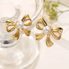 Wholesale Women's Light Luxury Style Stainless Steel Electroplated Bow Tie Pearl Earrings